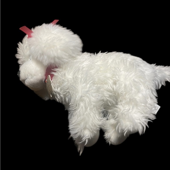FAO Schwarz White Plush Poodle Dog Stuffed Animal with Red Bows – 10” Toy - Picture 8 of 8